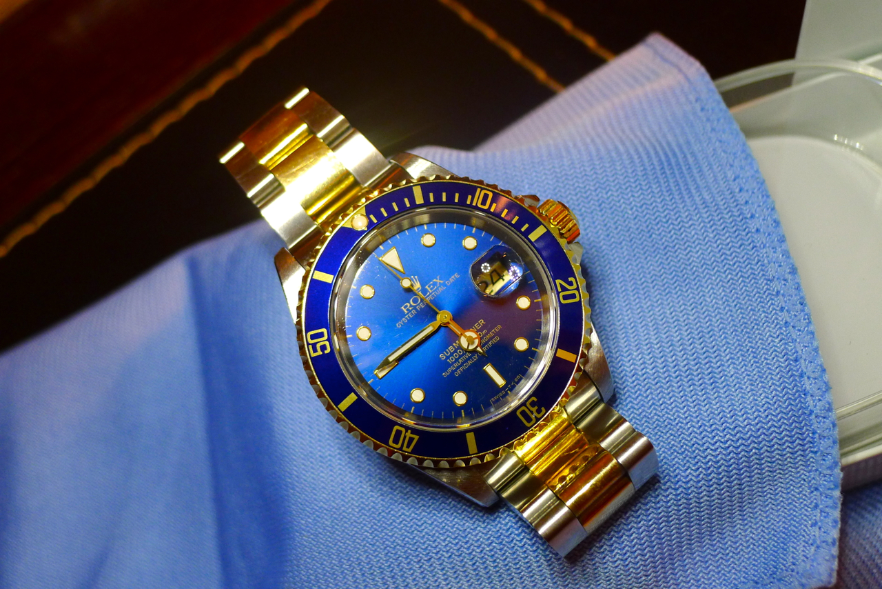 rolex submariner blue steel and gold